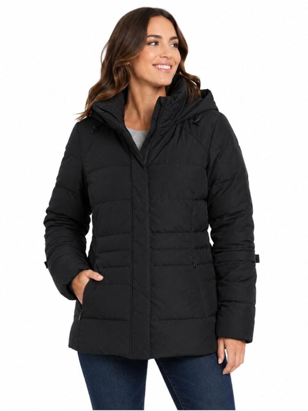 Calvin Klein Women’s Black Mid Length Down Puffer Jacket Winter Jacket Medium